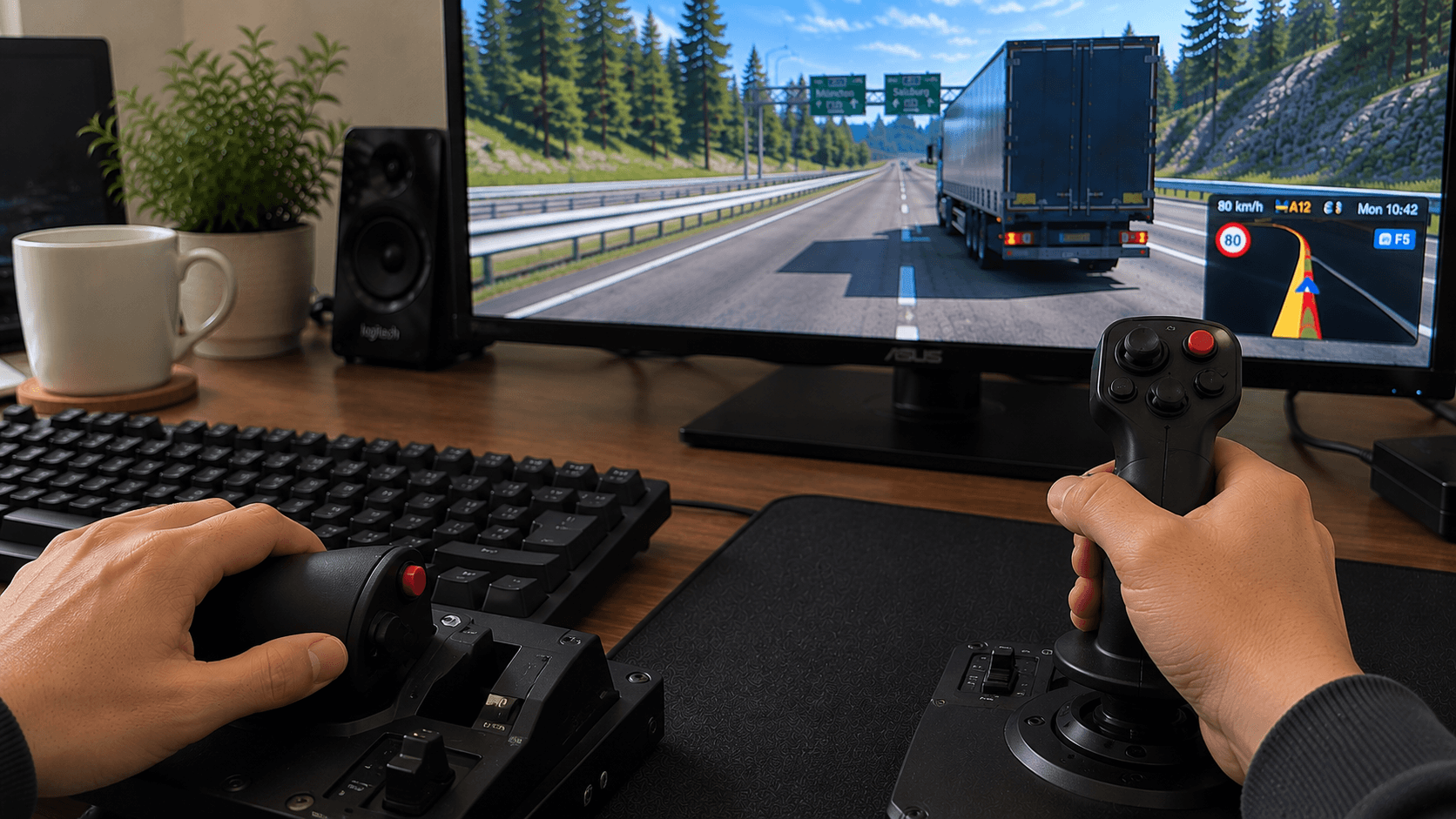 Playing Truck Sim With Joystick