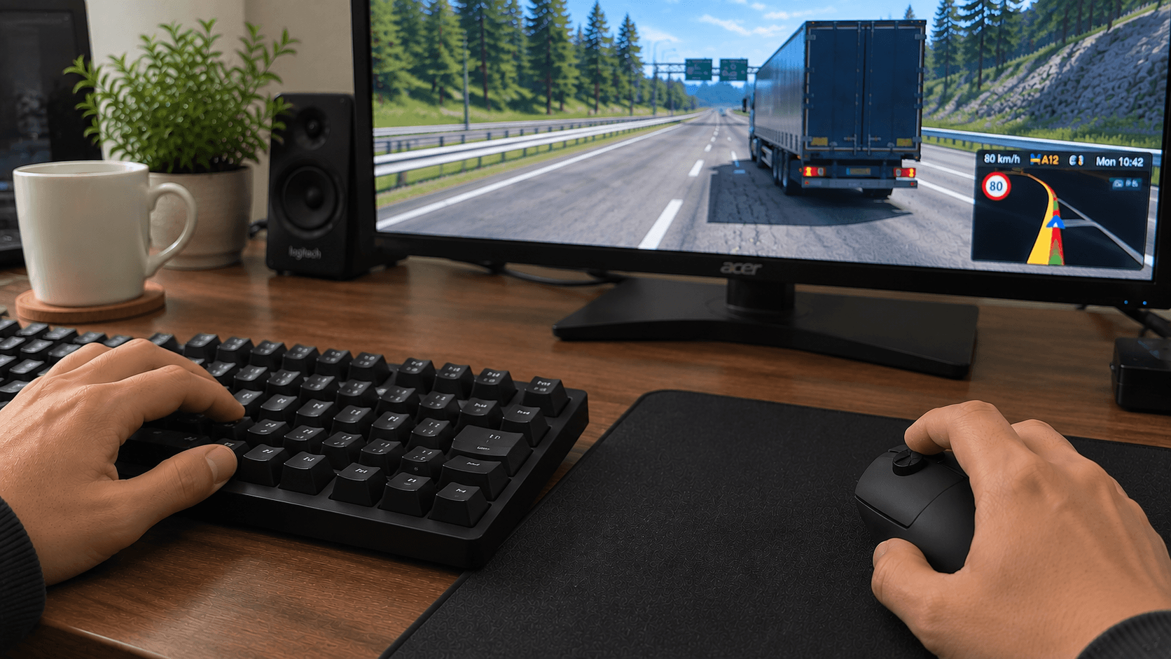Playing Truck Sim With Rotary Mouse